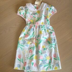 Cindy Lou Sash Dress - Broadcloth Elizabethtown Tulips/Palm Beach Pink